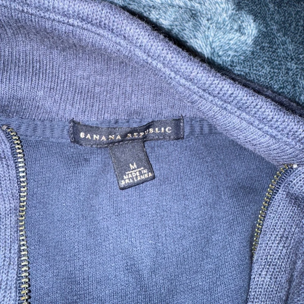 Banana Republic Mens Quarter Zip Pullover Medium Navy Blue 100% Cotton